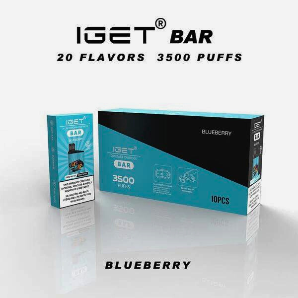 a blue box of iget bar 3500 blueberry flavour