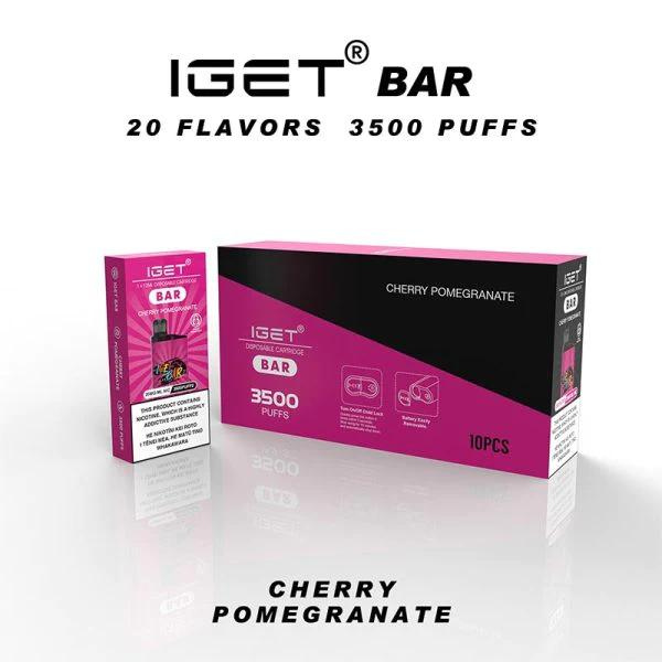 a pink box of iget bar 2.0 cherry pomegranate flavour