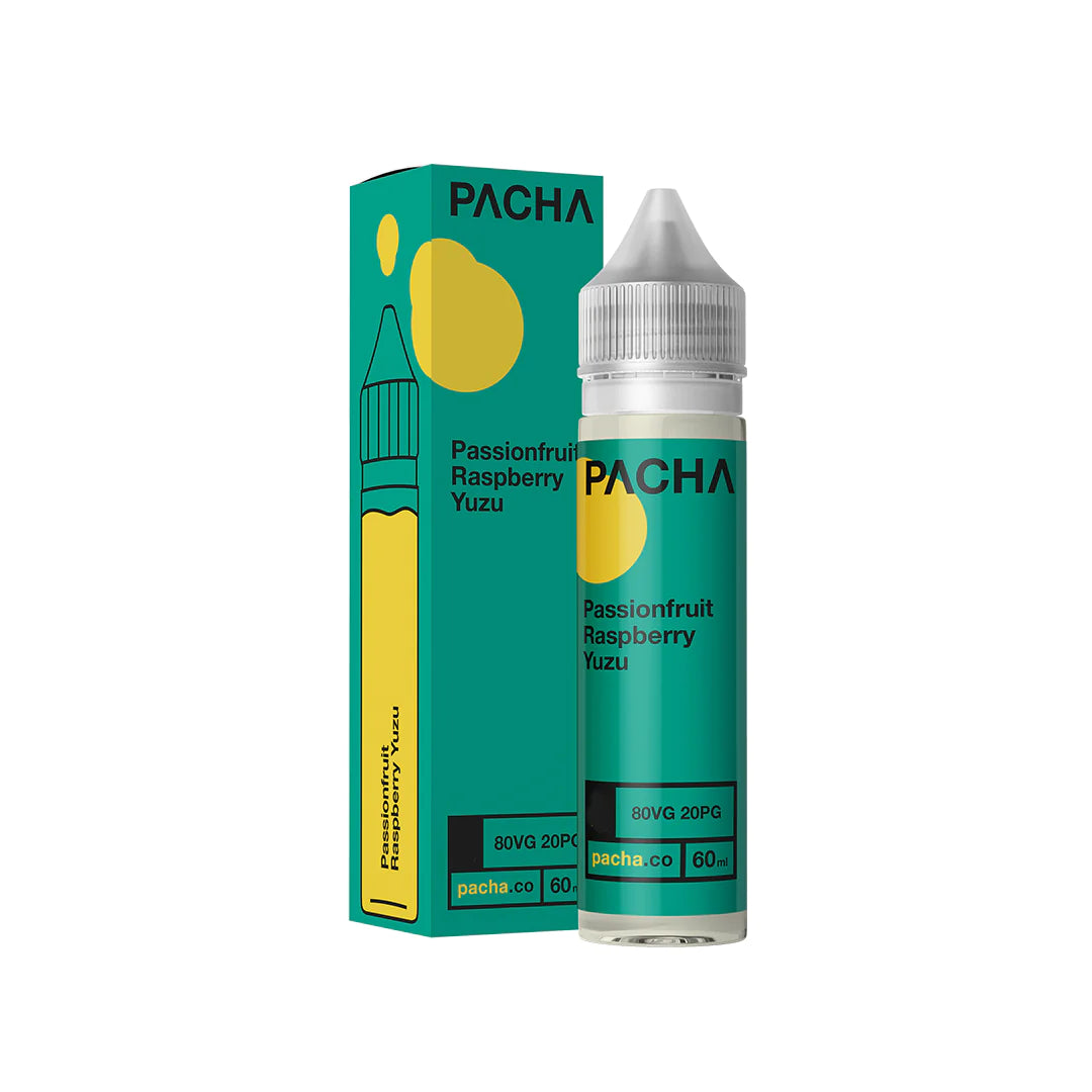 a turquoise box of Pachamama e-liquid passionfruit flavour