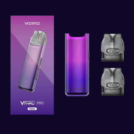 A purple box, two pods and pod device