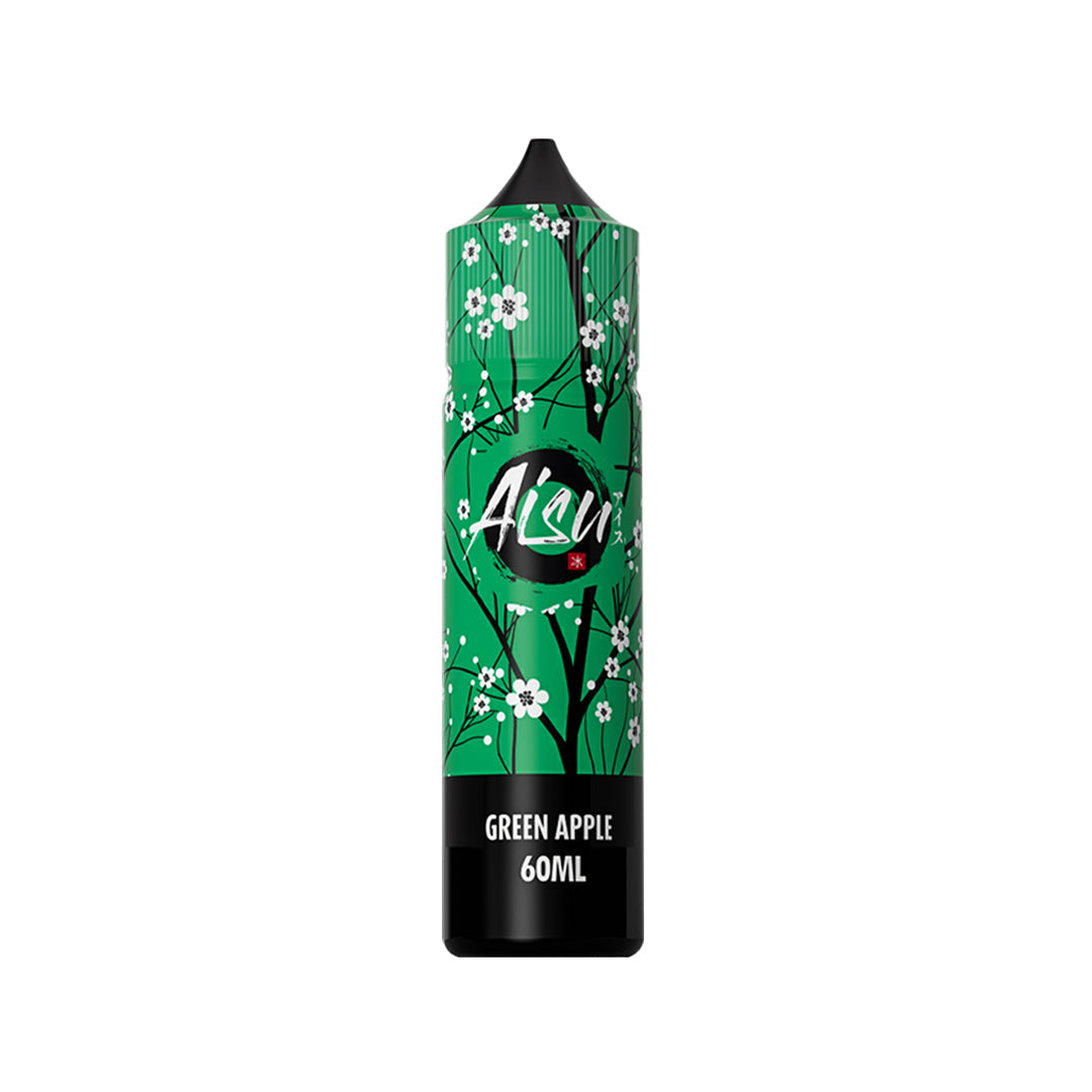 Green bottle of Zap Aisu E-liquid Green Apple flavour 